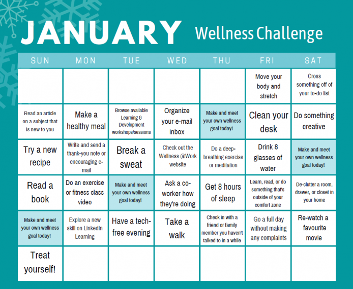 31 Day January Wellness Challenge WellnessWork